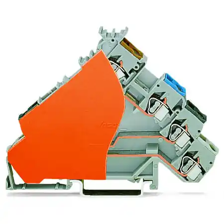 4-conductor sensor terminal block; for PNP (positive) switching sensors; for fuse plugs; with orange end plate; with colored conductor entries; 2.5 mm²; CAGE CLAMP®; 2,50 mm²; gray Wago Reducere de preț