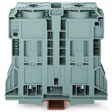 2-conductor through terminal block; 185 mm²; suitable for Ex e II applications; lateral marker slots; only for DIN 35 x 15 rail; POWER CAGE CLAMP; 185,00 mm²; light gray Wago Comandă acum