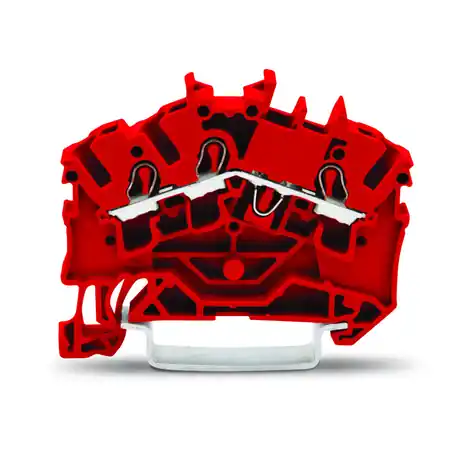 3-conductor through terminal block; 2.5 mm²; suitable for Ex e II applications; side and center marking; for DIN-rail 35 x 15 and 35 x 7.5; Push-in CAGE CLAMP®; 2,50 mm²; red Wago Premium