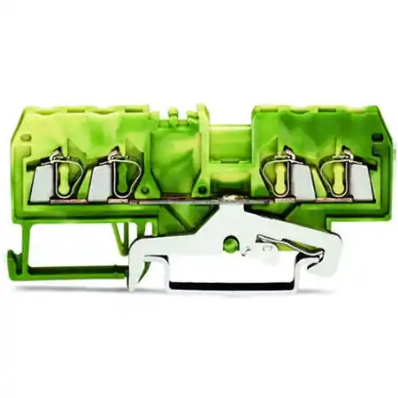 4-conductor ground terminal block; 2.5 mm²; suitable for Ex e II applications; center marking; for DIN-rail 35 x 15 and 35 x 7.5; CAGE CLAMP®; 2,50 mm²; green-yellow Wago Lichidare de stoc