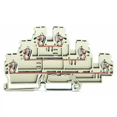 Triple-deck terminal block; Through/through/through terminal block; L/L/L; suitable for Ex e II applications; for DIN-rail 35 x 15 and 35 x 7.5; 2.5 mm²; CAGE CLAMP®; 2,50 mm²; light gray Wago Lichidare de stoc