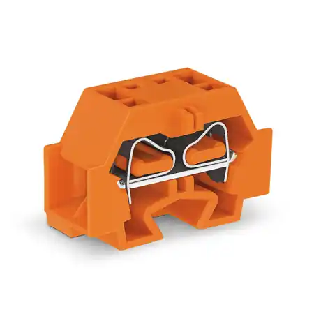4-conductor terminal block; without push-buttons; with snap-in mounting foot; for plate thickness 0.6 - 1.2 mm; Fixing hole 3.5 mm Ø; 4 mm²; CAGE CLAMP®; 4,00 mm²; orange Wago Chilipir