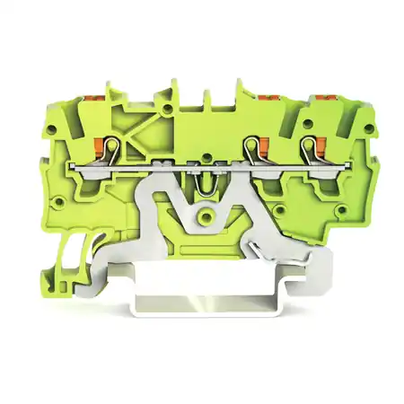 3-conductor ground terminal block; 1 mm²; with test port; side and center marking; for DIN-rail 35 x 15 and 35 x 7.5; Push-in CAGE CLAMP®; 1,00 mm²; green-yellow Wago Ieftin