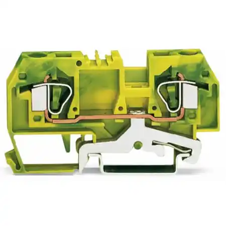 2-conductor ground terminal block; 6 mm²; suitable for Ex e II applications; center marking; for DIN-rail 35 x 15 and 35 x 7.5; CAGE CLAMP®; 6,00 mm²; green-yellow Wago Plată securizată
