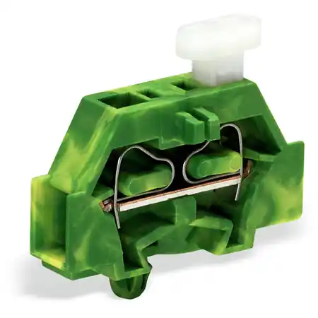 2-conductor terminal block; on one side with push-button; with snap-in mounting foot; for plate thickness 0.6 - 1.2 mm; Fixing hole 3.5 mm Ø; 2.5 mm²; CAGE CLAMP®; 2,50 mm²; green-yellow Wago Comandă acum