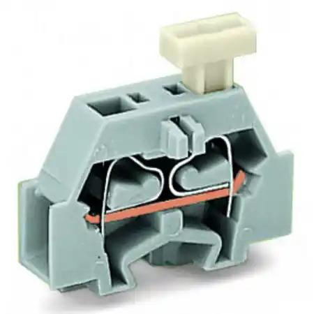 2-conductor terminal block; suitable for Ex i applications; on one side with push-button; with snap-in mounting foot; for plate thickness 0.6 - 1.2 mm; Fixing hole 3.5 mm Ø; 2.5 mm²; CAGE CLAMP®; 2,50 mm²; blue Wago Reducere