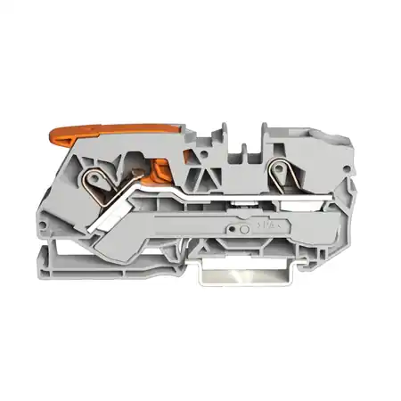 2-conductor through terminal block; with lever and Push-in CAGE CLAMP®; 10 mm²; with test port; side and center marking; for DIN-rail 35 x 15 and 35 x 7.5; Push-in CAGE CLAMP®; 10,00 mm²; gray Wago Cumpără online