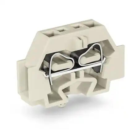 2-conductor terminal block; suitable for Ex e II applications; without push-buttons; with snap-in mounting foot; for plate thickness 0.6 - 1.2 mm; Fixing hole 3.5 mm Ø; 4 mm²; CAGE CLAMP®; 4,00 mm²; light gray Wago Reducere