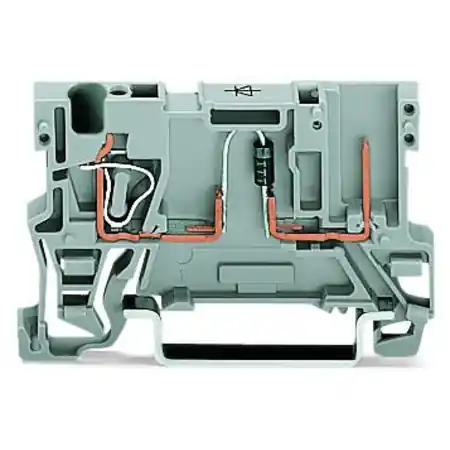 1-conductor/1-pin component carrier terminal block; with diode 1N4007; anode, left side; for DIN-rail 35 x 15 and 35 x 7.5; 4 mm²; CAGE CLAMP®; 4,00 mm²; gray Wago Livrare expres