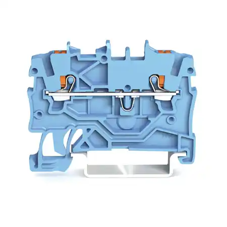 2-conductor through terminal block; with push-button; 1 mm²; with test port; suitable for Ex i applications; side and center marking; for DIN-rail 35 x 15 and 35 x 7.5; Push-in CAGE CLAMP®; 1,00 mm²; blue Wago Mai ieftin