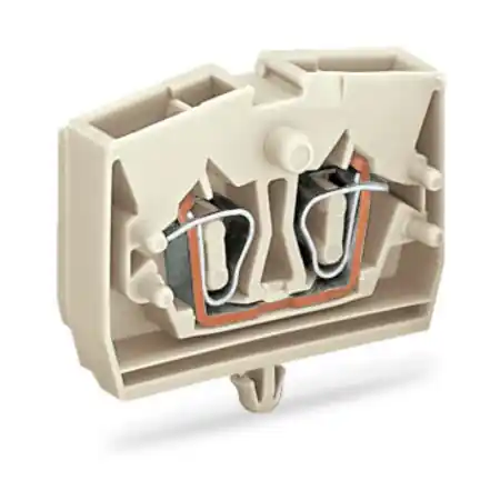 2-conductor terminal block; suitable for Ex e II applications; without push-buttons; with snap-in mounting foot; for plate thickness 0.6 - 1.2 mm; Fixing hole 3.5 mm Ø; 2.5 mm²; CAGE CLAMP®; 2,50 mm²; light gray Wago Reducere extra