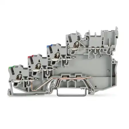 4-conductor sensor terminal block; for PNP (positive) switching sensors; with ground contact; 1 mm²; Push-in CAGE CLAMP®; 1,00 mm²; gray Wago Lichidare de stoc