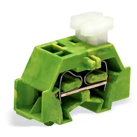 4-conductor terminal block; on one side with push-buttons; with snap-in mounting foot; for plate thickness 0.6 - 1.2 mm; Fixing hole 3.5 mm Ø; 2.5 mm²; CAGE CLAMP®; 2,50 mm²; green-yellow Wago Cel mai vândut