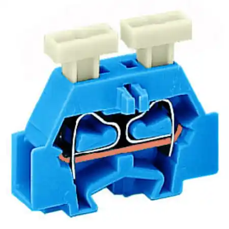 2-conductor terminal block; suitable for Ex i applications; on both sides with push-button; with fixing flange; for screw or similar mounting types; Fixing hole 3.2 mm Ø; 2.5 mm²; CAGE CLAMP®; 2,50 mm²; blue Wago Ofertă exclusivă