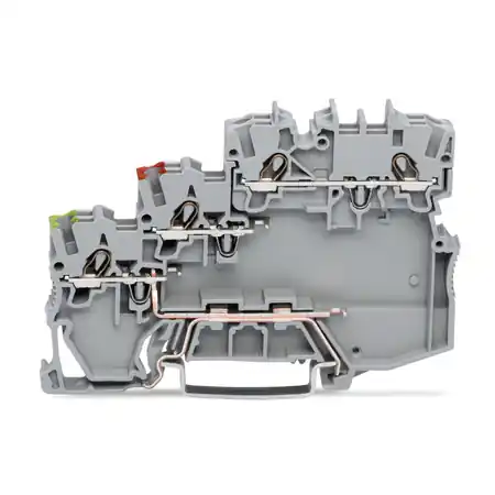 3-conductor actuator supply terminal block; for NPN-(low-side) switching actuators; with ground contact; with colored conductor entries; 1 mm²; Push-in CAGE CLAMP®; 1,00 mm²; gray Wago Plată sigură
