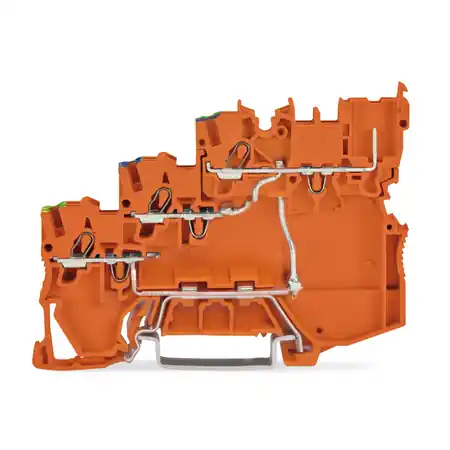 3-conductor sensor/actuator terminal block; for PNP-(high-side) switching actuators; with ground contact; 1 mm²; Push-in CAGE CLAMP®; 1,00 mm²; orange Wago Reducere extra
