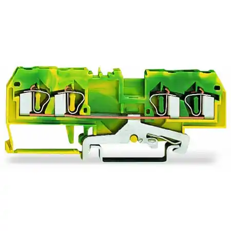 4-conductor ground terminal block; 4 mm²; suitable for Ex e II applications; center marking; for DIN-rail 35 x 15 and 35 x 7.5; CAGE CLAMP®; 4,00 mm²; green-yellow Wago Reducere extra