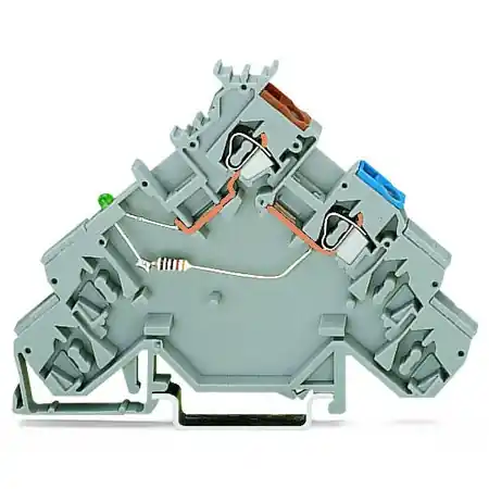 4-conductor sensor supply terminal block; LED (green); for NPN-(low-side) switching sensors; Power supply from sensor side; with colored conductor entries; 2.5 mm²; CAGE CLAMP®; 2,50 mm²; gray Wago Cumpărături sigure