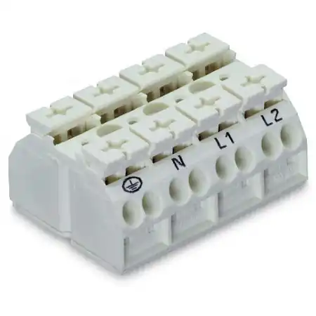 4-conductor chassis-mount terminal strip; suitable for Ex e II applications; 4-pole; PE-N-L1-L2; without ground contact; 4 mm²; 4,00 mm²; white Wago Ofertă exclusivă