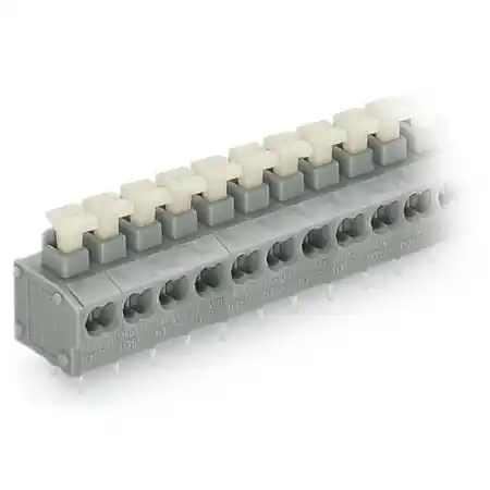 2-conductor PCB terminal block; push-button; 0.75 mm²; Pin spacing 5/5.08 mm; 12-pole; PUSH WIRE®; 0,75 mm²; gray Wago Transport gratuit