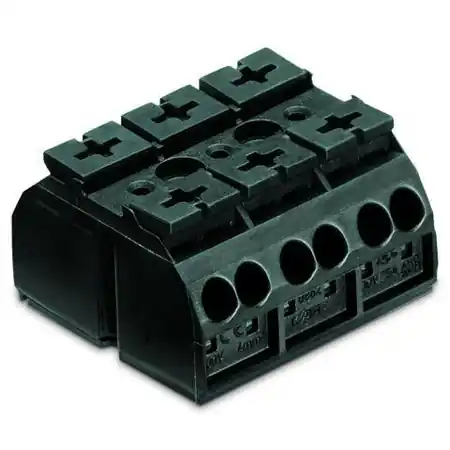 4-conductor chassis-mount terminal strip; 3-pole; without ground contact; 4 mm²; 4,00 mm²; black Wago Livrare expres