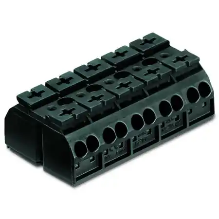 4-conductor chassis-mount terminal strip; 5-pole; without ground contact; 4 mm²; 4,00 mm²; black Wago Lichidare de stoc
