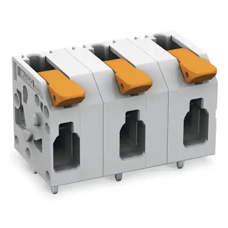 Vezi acum PCB terminal block; lever; 4 mm²; Pin spacing 11.5 mm; 4-pole; Push-in CAGE CLAMP®; 4,00 mm²; gray Wago